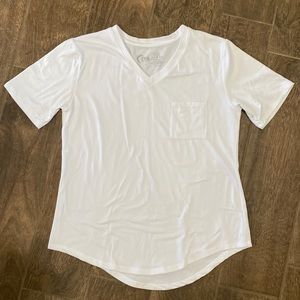 White Pocket Go To V Neck Tee